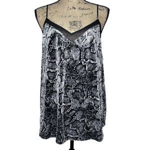 Snake Print Velvet Camisole In Rich Black Size XL